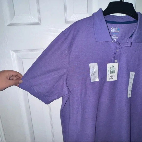 Croft & Barrow Mens LT Large Tall Purple Pique Polo Shirt NWT Easy Care Casual - Picture 9 of 11